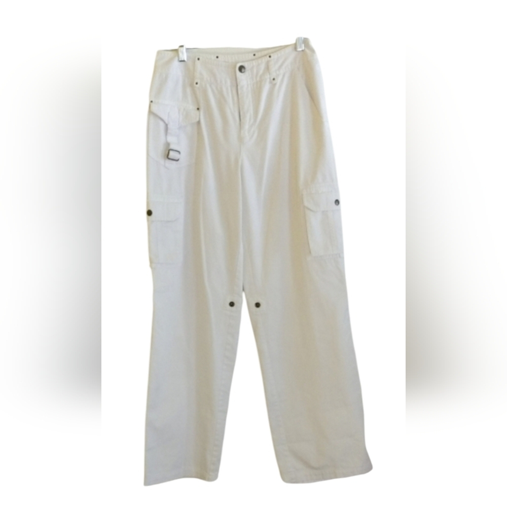 Newport News White Cottagecore Wide-Leg Versatile Cargo Pants - Picture 2 of 14